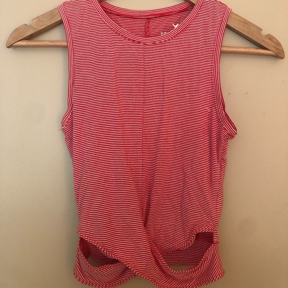 American Eagle Striped Crop Tank